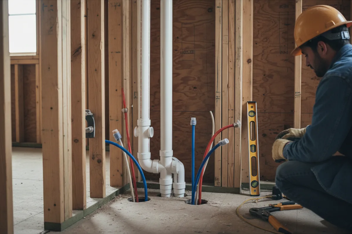 Drain and supply rough-in during Drain Cleaning in Pinehurst